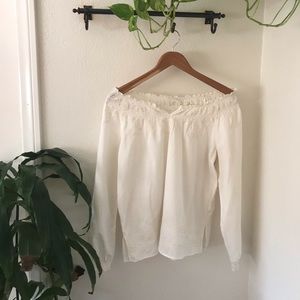 Off-the-Shoulder Blouse with Embroidery